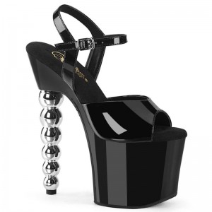 Pleaser Bliss-709 Women's Platform Heels Sandals Black / Silver | NZ IMHKSV