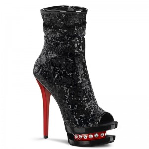 Pleaser Blondie-R-1008 Women's Heels Boots Black / Red | NZ VITJXS