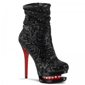 Pleaser Blondie-R-1009 Women's Heels Boots Black / Red | NZ UKDIYC