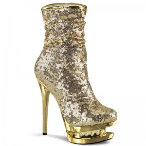 Pleaser Blondie-R-1009 Women's Heels Boots Gold | NZ IUMNHK