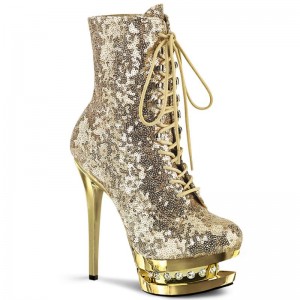 Pleaser Blondie-R-1020 Women's Heels Boots Gold | NZ OVTQKI