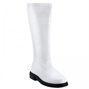 Pleaser Captain-100 Vegan Leather Men's Knee-high Boots White | NZ HZNOCM