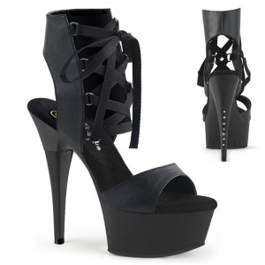 Pleaser Captiva-600-14 Vegan Leather Women's Platform Heels Sandals Black | NZ MTVZAU