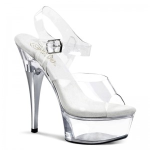 Pleaser Captiva-608 Women's Platform Heels Sandals Clear | NZ TMDYWJ