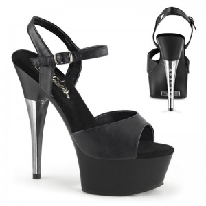 Pleaser Captiva-609 Vegan Leather Women's Platform Heels Sandals Black | NZ OBASCR