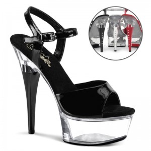 Pleaser Captiva-609 Women's Platform Heels Sandals Black / Clear | NZ FAXQDY