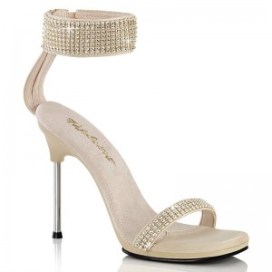 Pleaser Chic-40 Women's Heels Sandals Beige | NZ SBLIUV