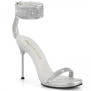 Pleaser Chic-40 Women's Heels Sandals Silver | NZ FIPCSU