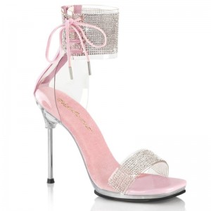 Pleaser Chic-47 Women's Heels Sandals Pink / Clear | NZ AGNDUQ