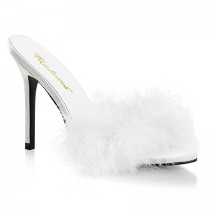 Pleaser Classique-01F Women's Slides White | NZ UEIWKH