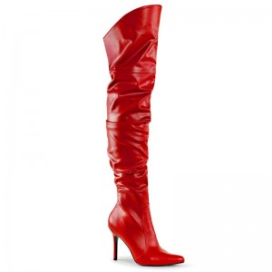 Pleaser Classique-3011 Women's Thigh High Boots Red | NZ EISLTR