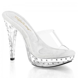 Pleaser Cocktail-501SDT Women's Platform Slides Clear | NZ SMULKY