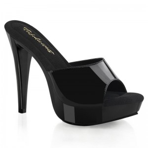 Pleaser Cocktail-501 Women's Platform Slides Black | NZ IVUYCF