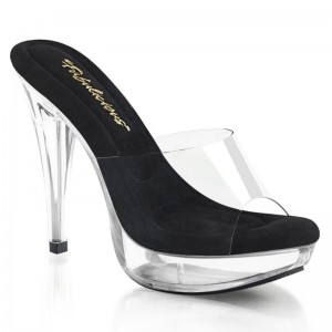 Pleaser Cocktail-501 Women's Platform Slides Black / Clear | NZ NXDTRK