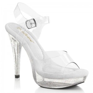 Pleaser Cocktail-508MG Women's Platform Heels Sandals Clear | NZ IZAUNX