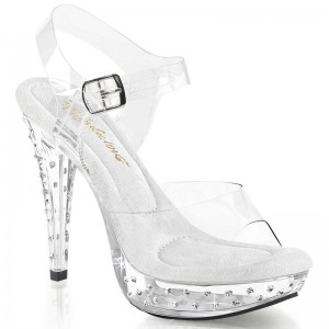 Pleaser Cocktail-508SDT Women's Platform Heels Sandals Clear | NZ JLGOUN