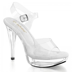 Pleaser Cocktail-508 Women's Platform Heels Sandals Clear | NZ KIHQXY