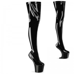 Pleaser Craze-3000 Women's Thigh High Boots Black | NZ YKCXDU