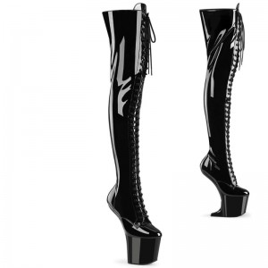 Pleaser Craze-3023 Women's Thigh High Boots Black | NZ USGRBQ