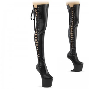 Pleaser Craze-3050 Vegan Leather Women's Thigh High Boots Black | NZ QBTEZX