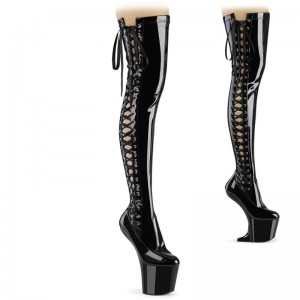 Pleaser Craze-3050 Women's Thigh High Boots Black | NZ GVSDTE