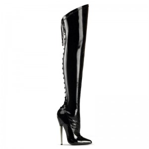 Pleaser Dagger-3060 Women's Thigh High Boots Black | NZ IVYNMH