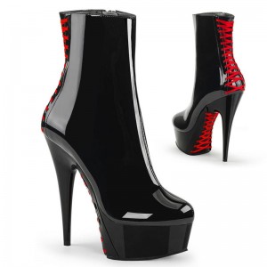 Pleaser Delight-1010 Women's Heels Boots Red / Black | NZ FRJXLN