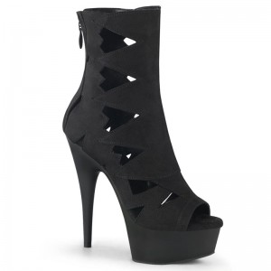 Pleaser Delight-1014 Suede Women's Heels Boots Black | NZ FMIHWO