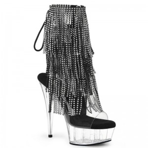 Pleaser Delight-1017RSF Women's Heels Boots Black / Clear | NZ LTPJMZ