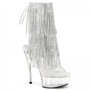 Pleaser Delight-1017RSF Women's Heels Boots Silver / Clear | NZ RNGKSD