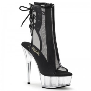 Pleaser Delight-1018MSH Women's Heels Boots Black / Clear | NZ FCARIP