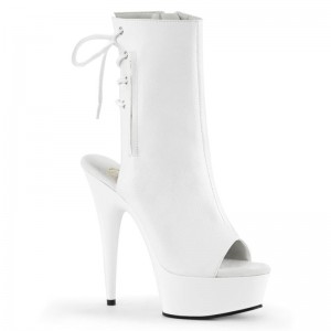 Pleaser Delight-1018 Vegan Leather Women's Heels Boots White | NZ IXOPAH