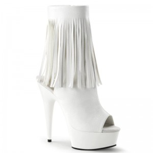 Pleaser Delight-1019 Vegan Leather Women's Heels Boots White | NZ TQGRPD