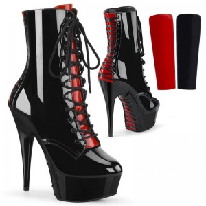 Pleaser Delight-1020FH Women's Heels Boots Black / Red | NZ HRAOTM