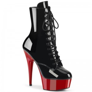 Pleaser Delight-1020 Women's Heels Boots Black / Red | NZ GLWNBR