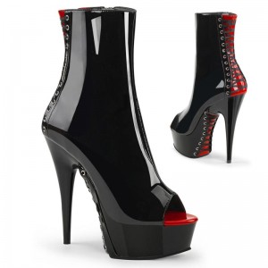 Pleaser Delight-1025 Women's Heels Boots Red / Black | NZ MTVQSR