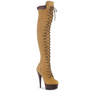 Pleaser Delight-3000TL Women's Thigh High Boots Brown | NZ ATDKCQ