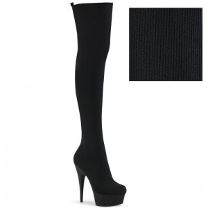 Pleaser Delight-3002-1 Women's Thigh High Boots Black | NZ WQBCTG