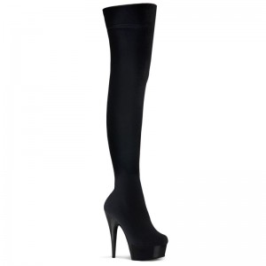 Pleaser Delight-3002 Women's Thigh High Boots Black | NZ TBRGLN