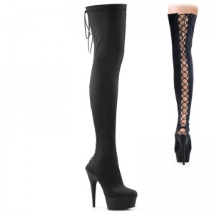 Pleaser Delight-3003 Women's Thigh High Boots Black | NZ GTLKSU