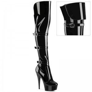 Pleaser Delight-3018 Women's Thigh High Boots Black | NZ XEFRYB