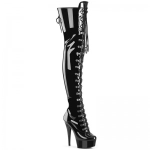 Pleaser Delight-3022 Women's Thigh High Boots Black | NZ ICSYOT