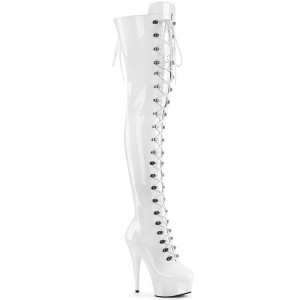 Pleaser Delight-3022 Women's Thigh High Boots White | NZ UACOGW