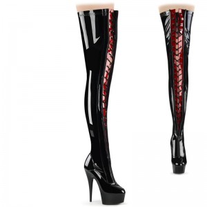 Pleaser Delight-3027 Women's Thigh High Boots Black | NZ HZIXKQ