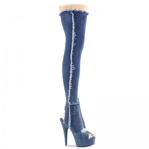 Pleaser Delight-3030 Women's Thigh High Boots Blue | NZ GECSPI