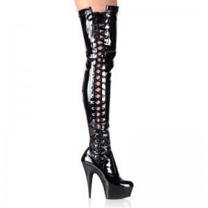 Pleaser Delight-3050 Women's Thigh High Boots Black | NZ AJXOHS