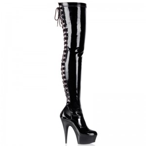 Pleaser Delight-3063 Women's Thigh High Boots Black | NZ OFERAU