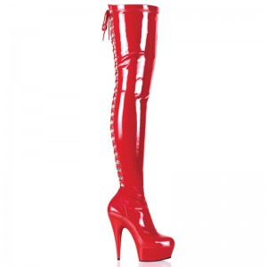 Pleaser Delight-3063 Women's Thigh High Boots Red | NZ IBCTMK