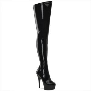 Pleaser Delight-4000 Women's Thigh High Boots Black | NZ WVGMKD