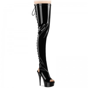 Pleaser Delight-4017 Women's Thigh High Boots Black | NZ IGKERO